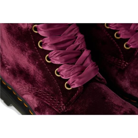Dr. Martens Women’s Vegan 1460 Pascal Velvet Boots – 8-Eye Lace-Up Combat Boot 7 - Picture 7 of 9